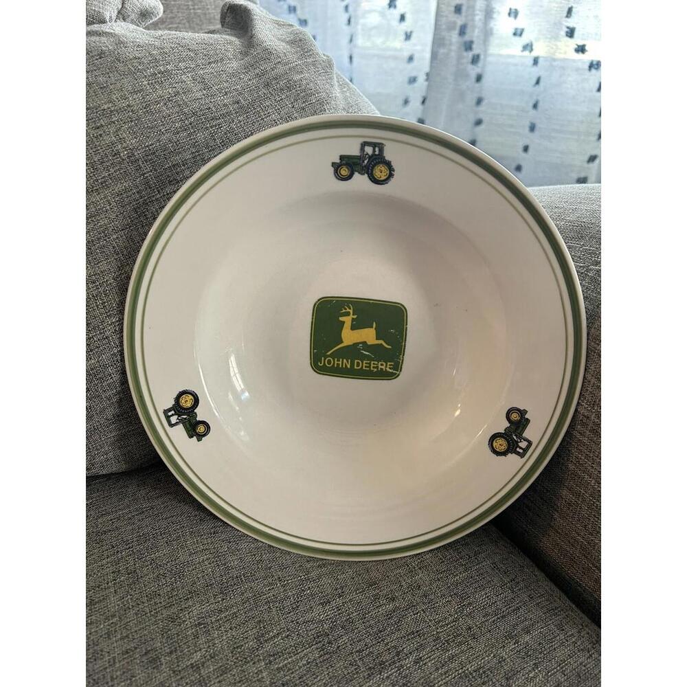 Gibson John Deere Tractor Soup Bowl Large Rim Vintage Officially Licensed